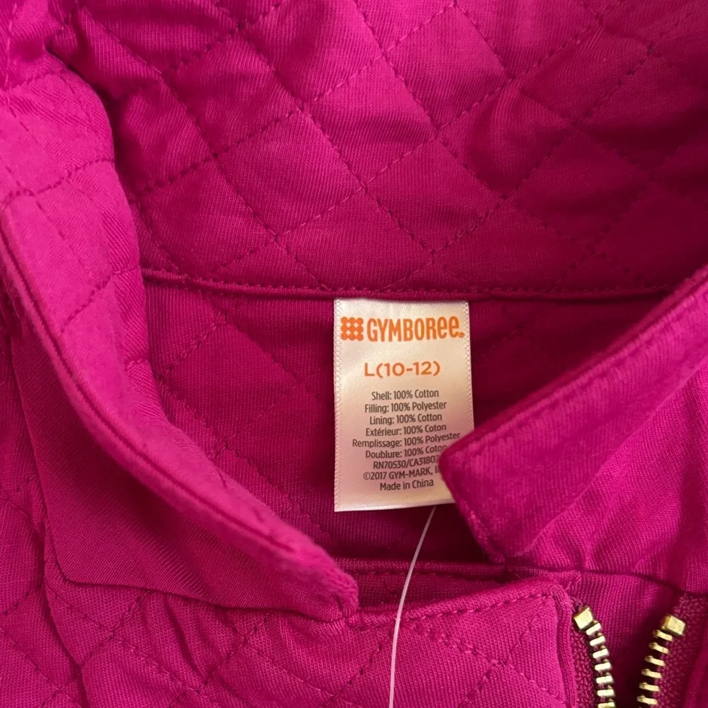 Gymboree Girls' Quilted Fuchsia Jacket with Gold Zipper